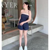 ราคา TT15154 จั้มสูทเกาะอกขาสั้น (23086761409)