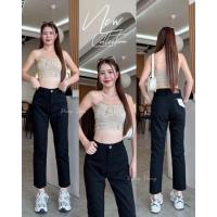 ราคา XANNSHOPS Punny Jeans กางเกงทรงบอย เอวสูง ผ้าไม่ยืด (23025540839)