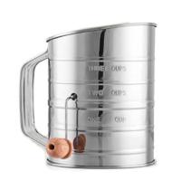 ราคา 3 Cup Stainless Steel Flour Sifter Fine Mesh Rotary Hand Crank Flour Sifter with Agitator Wire Loop for Baking Cakes (25214043794)