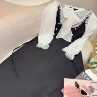 ราคา พร้อมส่ง เดรสยาว ผ้าครัช แขนยาวผ้าซีฟอง อกแต่งระบายลูกไม้ แต่งกระดุมมุกหน้า ผูกโบว์หน้า พร้อมสายผูกเอว A7115 (25495098034)