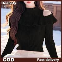 ราคา Heabety Hot Sale เสื้อสเวตเตอร์ถักคอเต่าแขนยาวเปิดไหล่สำหรับผู้หญิงสไตล์เกาหลี (25365568158)