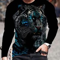 ราคา เสื้อยืดลายเสือ3D สัตว์ลายผู้ชายแขนยาวเสื้อแขนยาวมือหนึ่งแบบเฉพาะบุคคลคอรอบสบายๆ (24818722249)