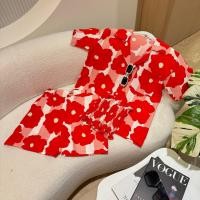 ราคา พร้อมส่ง ชุดเซตสั้น 3 ชิ้น ผ้าไหมอิตาลี ลายดอก ฮาวาย ทะเล เสื้อเชิ้ตแขนสั้นกระดุมหน้า เกาะอกระบาย กางเกงเอวเรียบสม็อคหลังมีกระเป๋า สาวอวบ แฟชั่น คาแฟ่ A6345 (24353437566)