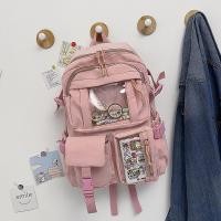 ราคา QNQN 2025 Womens versatile large capacity backpack fashionable Korean version Harajuku backpack student class backpack middle school student high school student college student backpack couple backpac