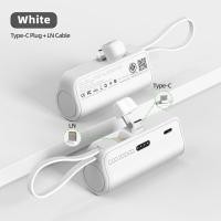 ราคา GOOJODOQ 5000mAh Mini Power Bank การชั่งน้ําหนักประมาณ 100 กรัมสายเคเบิล LN ในตัวและปลั๊ก Type C ไร้สายเคเบิล (24705481527)