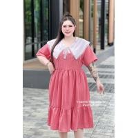 ราคา E10ชุดเดรสคอปกทหารเรือ สไตล์น่ารักเกาหลี สาวอวบพลัสไซส์ อก36 50 ยาว41นิ้ว (24904491655)