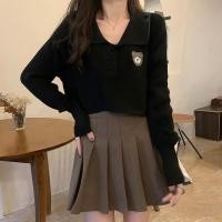 ราคา C C SHOP เสื้อไหมพรมแขนยาว คอปก เอวลอย ปักลายหมี น่ารัก เนื้อผ้าดี สวมใส่สบาย สไตส์เกาหลี (16498868029)