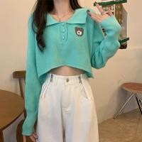 ราคา C C SHOP เสื้อไหมพรมแขนยาว คอปก เอวลอย ปักลายหมี น่ารัก เนื้อผ้าดี สวมใส่สบาย สไตส์เกาหลี (16498868026)