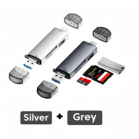 ราคา SD Card Reader USB 3 0 Type C OTG Memory Card Portable Adapter 2 Slots for TF SD Micro SD SDXC SDHC MMC RS MMC Micro SDXC Micro SDHC UHS I for MacOS Windows Linux PC Laptop (25464002035)