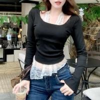 ราคา Zero shop พร้อมส่ง FY5596 เสื้อแขนยาว คอกลม ใส่สบาย ดีเทลแต่งลูกไม้คล้อง สไตล์เกาหลี (25554548876)