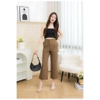 ราคา กางเกงขาม้า8ส่วนผ้าพอลลี่เอวสูงซิปหน้าตะขอ กางเกงยอดนิยม S 2XL (24129598034)