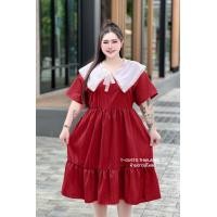 ราคา E10ชุดเดรสคอปกทหารเรือ สไตล์น่ารักเกาหลี สาวอวบพลัสไซส์ อก36 50 ยาว41นิ้ว (24904491657)