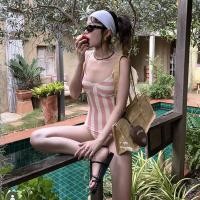 ราคา ส่งไวจากไทย ชุดว่ายน้ำวันพีช ชุดว่ายน้ำผู้หญิง มีโครง ลายทางสีชมพูและสีขาว summer beach (25209496164)