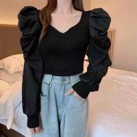 ราคา smallgirl 5786 เสื้อเชิ้ตเสื้อยืดคอวี แขนยาว แขนตุ๊กตา รัดรูป ทรงสวย สาวสวยสาวน่ารักเรียบร้อย (24458111806)