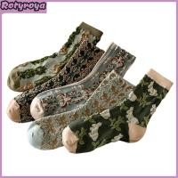 ราคา 5 10 Pairs Women Floral Cotton Socks Vintage Embroidered Patterned Crew Socks Ethnic Style Ankle Dress Socks (25167064288)