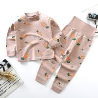 ราคา TUmama ชุดอินเนอร์ผ้าฝ้ายสำหรับเด็กลายแครอทการ์ตูนน่ารักสำหรับฤดูใบไม้ร่วงและฤดูหนาวเสื้อและกางเกงแขนยาวใส่สบายให้ความอบอุ่น (25328826390)