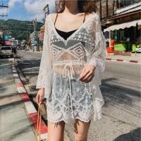 ราคา เสื้อคลุมกันแดดลายลูกไม้ ชุดว่ายน้ำสไตล์ชายหาด ชุดชั้นในชายหาด ชุดกันลมชายหาด เสื้อคลุมผู้หญิง แขนยาว ปกโปโล สีพื้น (21953337690)