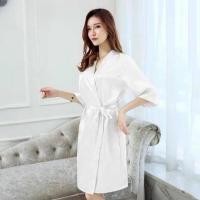 ราคา DXSS ชุดนอนเสื้อคลุมอาบน้ำซาติน ชุดนอนสีทึบ สไตล์เรียบง่าย สวมใส่สบาย ผ้านุ่ม 7 สี ชุดนอนเซ็กซี่สุภาพสตรี (23271682639)