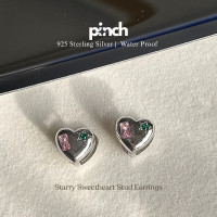 ราคา Pinch Starry Sweetheart Stud Earrings ต่างหูหัวใจประดับพลอยชมพู เงินแท้ silver 925 (24698711271)