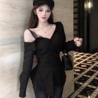 ราคา Grace Chili เสื้อเชิ้ตแขนยาวทรงหลวมคอปาดลูกไม้เปิดไหล่โชว์กระดูกไหปลาร้าสำหรับผู้หญิงฤดูใบไม้ร่วง W538 Women Clothing (23825483892)