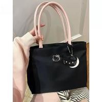 ราคา SEA YADOU กระเป๋าถือแฟชั่นสีดำ HelloKitty พร้อมเครื่องประดับตัวละครน่ารักและดีไซน์อินเทรนด์ (25274940792)