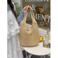 ราคา Fashion woven tote bag large capacity casual woven shoulder bag lightweight casual handbag (24254437163)