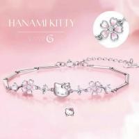 ราคา GLAMOR กำไลข้อมือเงินแท้ Hanami Kitty สร้อยข้อมือคิตตี้ลายดอกซากุระ กำไลผู้หญิงสไตล์เกาหลี เงิน925 (25504731589)
