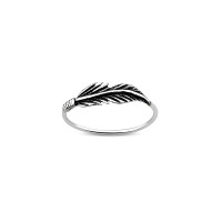 ราคา Silver thai Jewelry แหวนเงินแท้ 925 ขนนก เรียบหรู Genuine 925 sterling silver feather ring simple and elegant (20349622888)