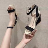 ราคา ส่งเร็วพิเศษ H38 รองเท้าส้นตึกทรงเตารีดรัดส้น ส้นสูง 4 นิ้ว มี 2 สี (18462640889)