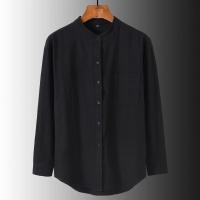 ราคา เสื้อเชิ้ตผู้ชายผ้าลินินผ้าฝ้ายสีดำขนาดบวกคอปกสีพื้นหลวมทุกการแข่งขันเสื้อเชิ้ตแขนยาวลำลองผู้ชาย เสื้อเชิ้ตชายแขนยาว เสื้อคอจีนชาย เสื้อคอจีน เสื้อเชิ้ตชาย (17550620824)
