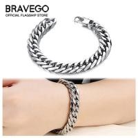 ราคา Bravegoผู้ชายแฟชั่นสร้อยข้อมือสแตนเลสพังก์อาวุโสไทเทเนียมเหล็กตารางหัวเข็มขัดกำไลข้อมือสร้อยข้อมือโซ่ข้อมือเครื่องประดับ (2571884558)