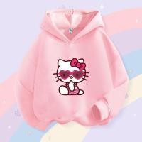 ราคา TUmama เสื้อมีฮู้ดลายการ์ตูนน่ารักสำหรับเด็กเสื้อกันหนาวลาย Hello Kitty สำหรับฤดูใบไม้ร่วงและฤดูหนาว (25226085557)