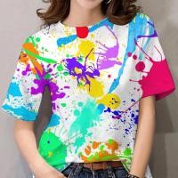 ราคา 2568 เสื้อยืดลายสายรุ้งสตรี เสื้อผ้าสตรี เสื้อยืดสายรุ้ง พิมพ์เสื้อยืด Doodle เสื้อยืดแขนสั้น เสื้อยืดลำลองผู้หญิง 32 (24118439756)
