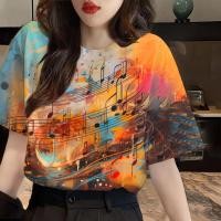 ราคา 2568 เสื้อยืดลายสายรุ้งสตรี เสื้อผ้าสตรี เสื้อยืดสายรุ้ง พิมพ์เสื้อยืด Doodle เสื้อยืดแขนสั้น เสื้อยืดลำลองผู้หญิง 47 (24118411869)