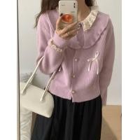 ราคา พร้อมส่งจากไทย เสื้อถักไหมพรมแขนยาวเสื้อสเวตเตอร์คอวีลูกไม้ลายลูกไม้สไตล์เกาหลี ดีไซน์เก๋ไก๋ อ่อนโยน สไตล์เสื้อถัก (25132891505)