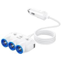 ราคา HOCO ที่ชาร์จในรถยนต์ Car Charger 3in1 ชาร์จเร็ว 3 1A สายยาว 55 ซม ที่เสียบช่องจุดบุหรี่ ชาร์จพร้อมกันได้หลายเครื่อง C1 (24969879932)