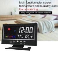 ราคา นาฬิกาปลุกดิจิตอลหน้าจอสี LCD นาฬิกาปลุกแบ็คไลท์สถานีพยากรณ์อากาศ (25586389686)