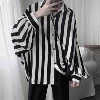 ราคา AZHEN STUDIO เสื้อเชิ้ตแขนยาวลายทางสีขาวดำเสื้อเชิ้ตสไตล์เกาหลีสำหรับผู้ชายเสื้อแจ็กเก็ตฮ่องกงใหม่ (14641048811)