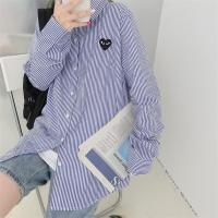 ราคา Bonnie Cathy เสื้อลายคู่รักเสื้อเชิ้ตแขนยาวผู้ชายลายทางแนวตั้งสีน้ำเงินและสีขาว (24844924115)