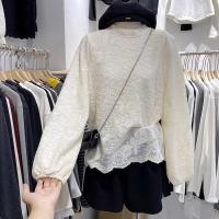 ราคา เสื้อเชิ้ตแขนยาวผ้าลูกไม้ปักสีขาว ฤดูใบไม้ร่วง ฤดูหนาว เสื้อเชิ้ตทรงเข้ารูปสำหรับผู้หญิง เสื้อเชิ้ตคอตั้งแบบอเนกประสงค์ (23719079968)