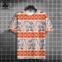 ราคา Vntage ผู้ชายช้างลายเสื้อผ้าเสื้อยืดลําลองชนเผ่าเสื้อยืดผู้ชาย (22571342771)