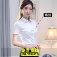 ราคา เสื้อเชิ้ตผู้หญิงแขนสั้นสีขาวสไตล์ใหม่ฤดูร้อน เสื้อเชิ้ตผู้หญิงทรงตรงแขนพองคอโปโล สไตล์ทำงาน เสื้อเชิ้ตผ้าชีฟอง (24273505078)