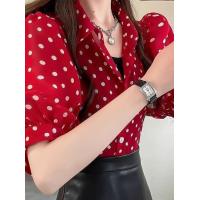 ราคา เสื้อเชิ้ตคอโปโลแขนสั้นลายจุดสีแดงสไตล์ย้อนยุคสไตล์ฝรั่งเศสสำหรับฤดูร้อน 2025 ทรงหลวม ระบายอากาศได้ดี ทรงปกติ (25257565266)