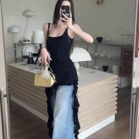 ราคา KOKO เสื้อสายเดี่ยวปาดไหล่เซ็กซี่ เสื้อกล้ามแขนกุดระบายไม่สมมาตร สไตล์ Y2K เสื้อสายเดี่ยวสายสปาเก็ตตี้ กระชับเอว 2679 Women Clothing (23724100670)