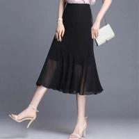ราคา กระโปรงสั้นทรงเอเอวสูงสีดำ กระโปรงทรงหางปลา กระโปรงผ้าชีฟองชายกระโปรงสำหรับผู้หญิง ฤดูร้อน 2025 กระโปรงทรงเอทรงเอ (23251234160)
