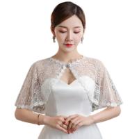 ราคา ผ้าคลุมไหล่สั้นลูกไม้สีดำสีขาวสำหรับผู้หญิงเสื้อคลุมเสื้อคลุมบางๆ (24914097957)