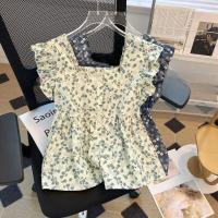 ราคา เสื้อเชิ้ตแขนสั้นผ้าชีฟองลายดอกไม้สไตล์ฝรั่งเศสสำหรับสาวฮอต เสื้อแขนพองสั้นปาร์ตี้ฤดูร้อน คอเหลี่ยม แขนพอง ทรงเข้ารูป (24621079281)