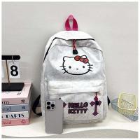 ราคา กระเป๋าเป้สะพายหลังผ้าไนลอนความจุขนาดใหญ่ กระเป๋าใส่หนังสือลายแมวเคที กระเป๋าสะพายไหล่แบบลำลองสำหรับเด็กและเยาวชน (25323498326)