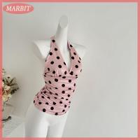 ราคา MARBIT Hot Sale เสื้อกล้ามผู้หญิงลายจุดสไตล์ฝรั่งเศสย้อนยุคเสื้อกล้ามรัดรูปเว้าลึกคอวีเว้าหลังเซ็กซี่ (24936655357)