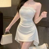 ราคา เดรสเกาะอก มินิเดรส เกาะอก รัดรูป อกขนนก เซ็กซี่ ใส่แล้วดูแพง เดรสเกาหลี ผู้หญิง Clothing Women Lady (24177553439)